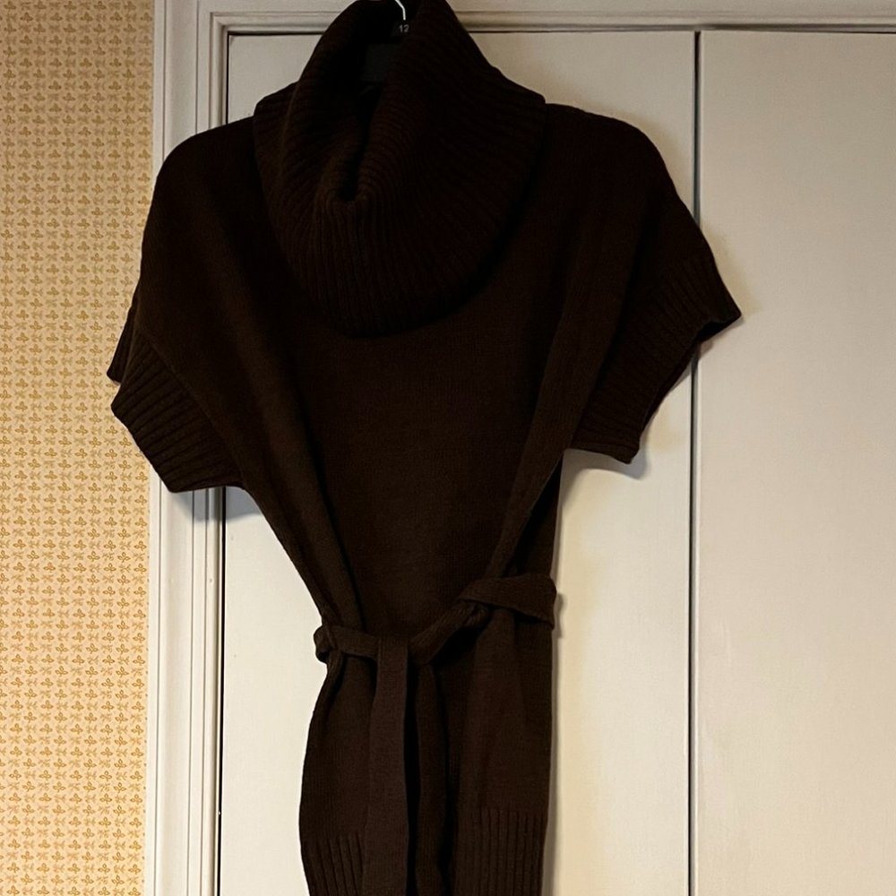 Axcess Brown Tunic, Cowlneck Sweater with Sash - Medium